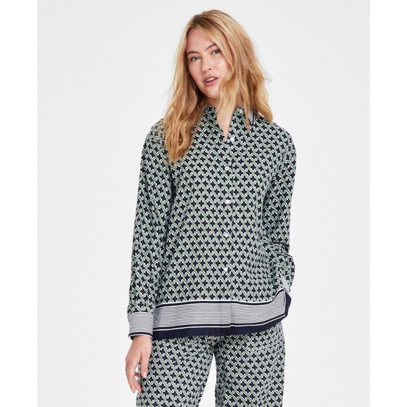 Nautica Jeans Women’s Printed Button-Down Linen Tunic Top, Gray, XS - Picture 1 of 1